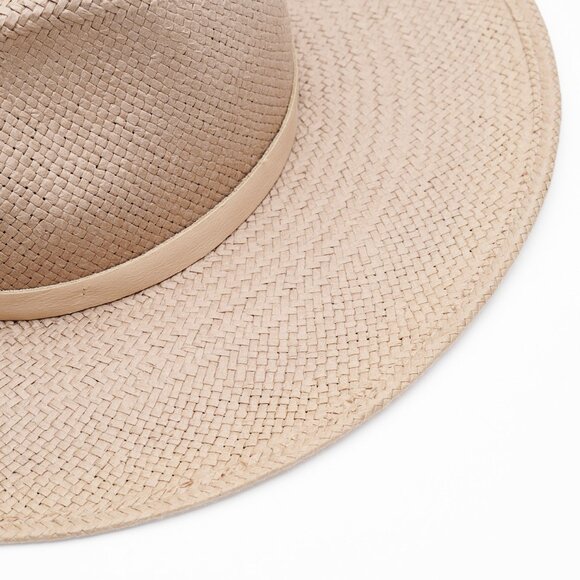 Janessa Leone "Valentine" Packable Straw Fedora Hat in taupe (size S) - Picture 8 of 8